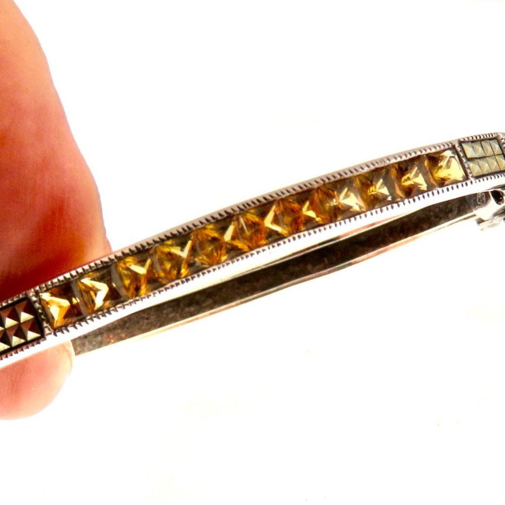 Judith Jack Citrine Sterling Silver Hinged Bangles